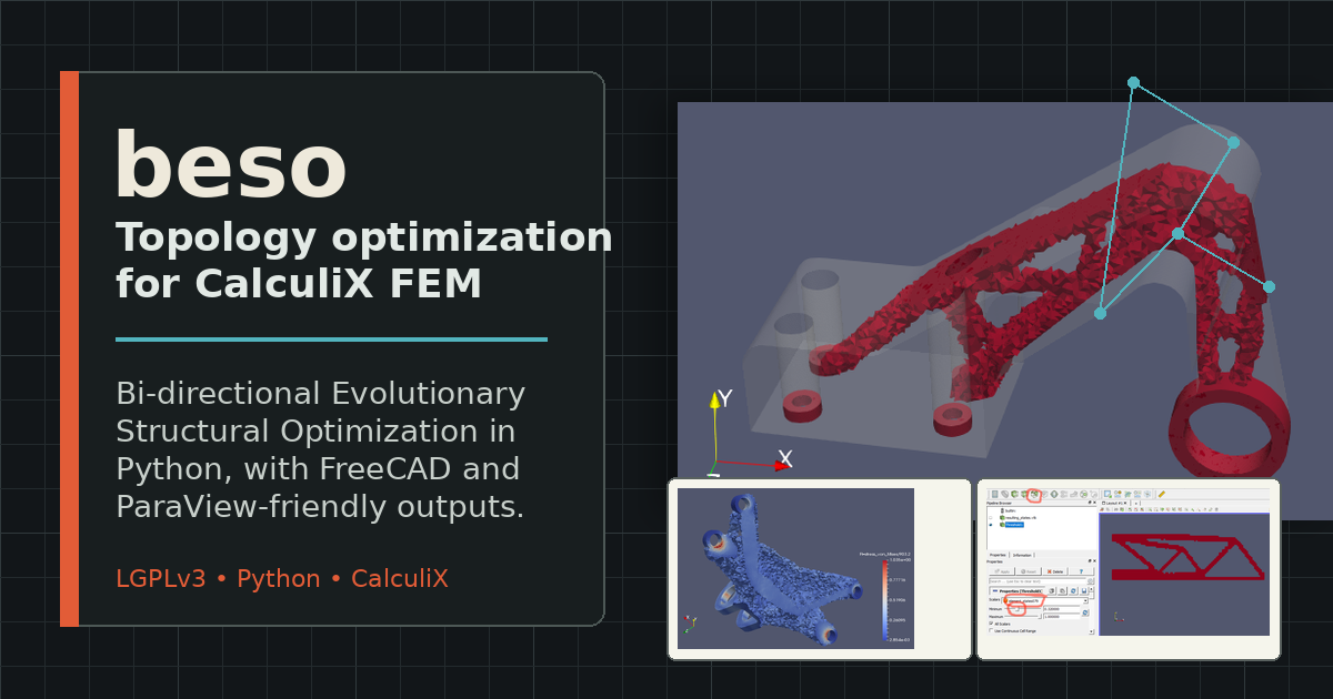 beso topology optimization results for CalculiX FEM