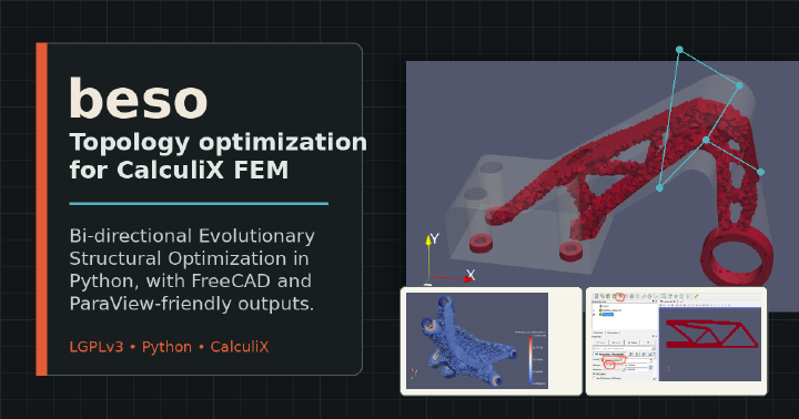 beso topology optimization results for CalculiX FEM