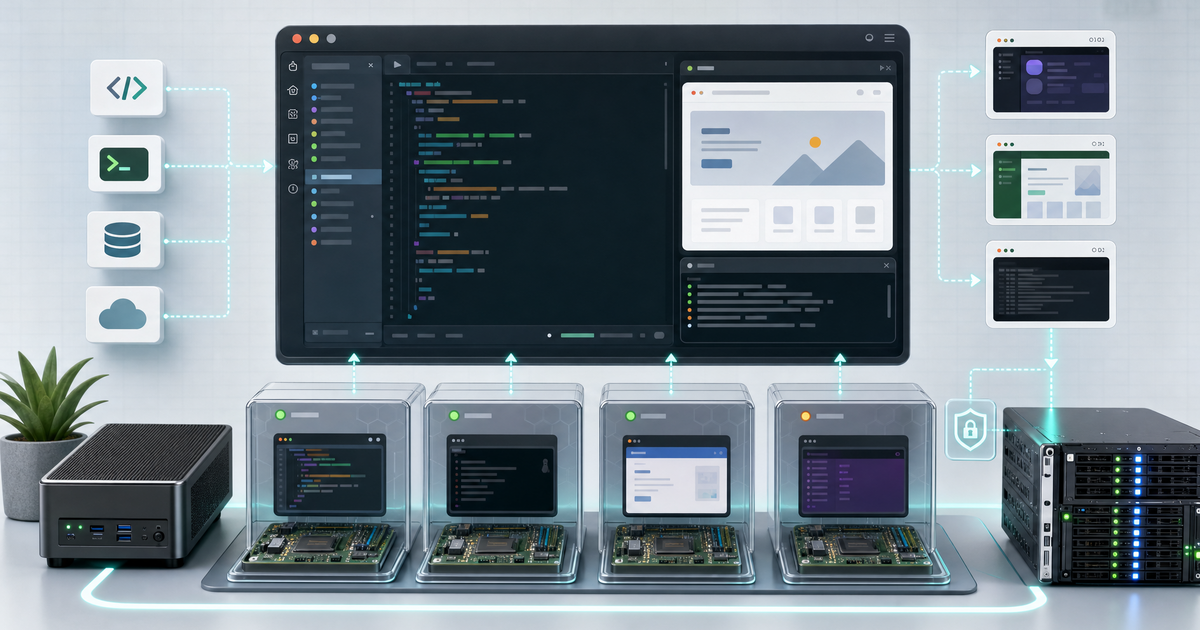 PequeRoku self-hosted cloud IDE with QEMU VMs and Docker
