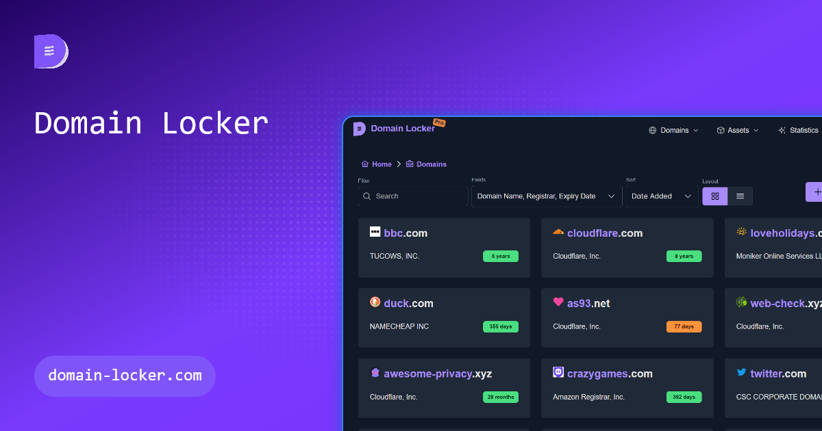 Domain Locker domain portfolio dashboard