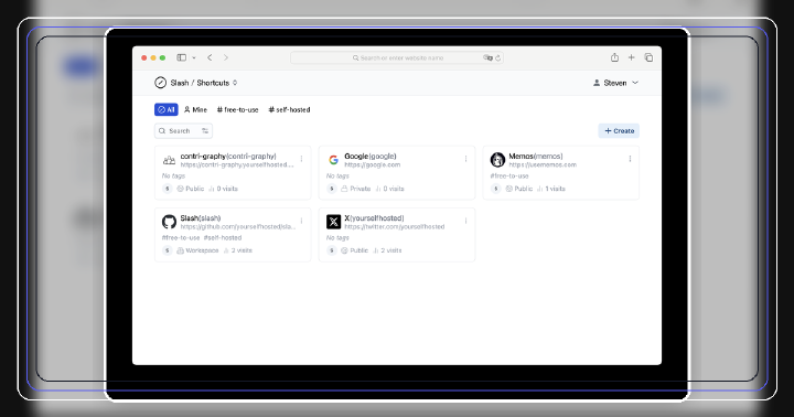 Slash self-hosted shortcut manager dashboard