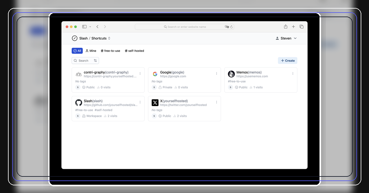 Slash self-hosted shortcut manager dashboard