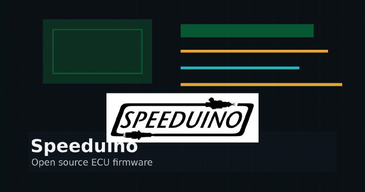 Speeduino open source ECU firmware cover with a controller board, engine signals, and tuning traces