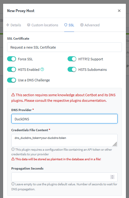 Adding NGINX Proxy Host