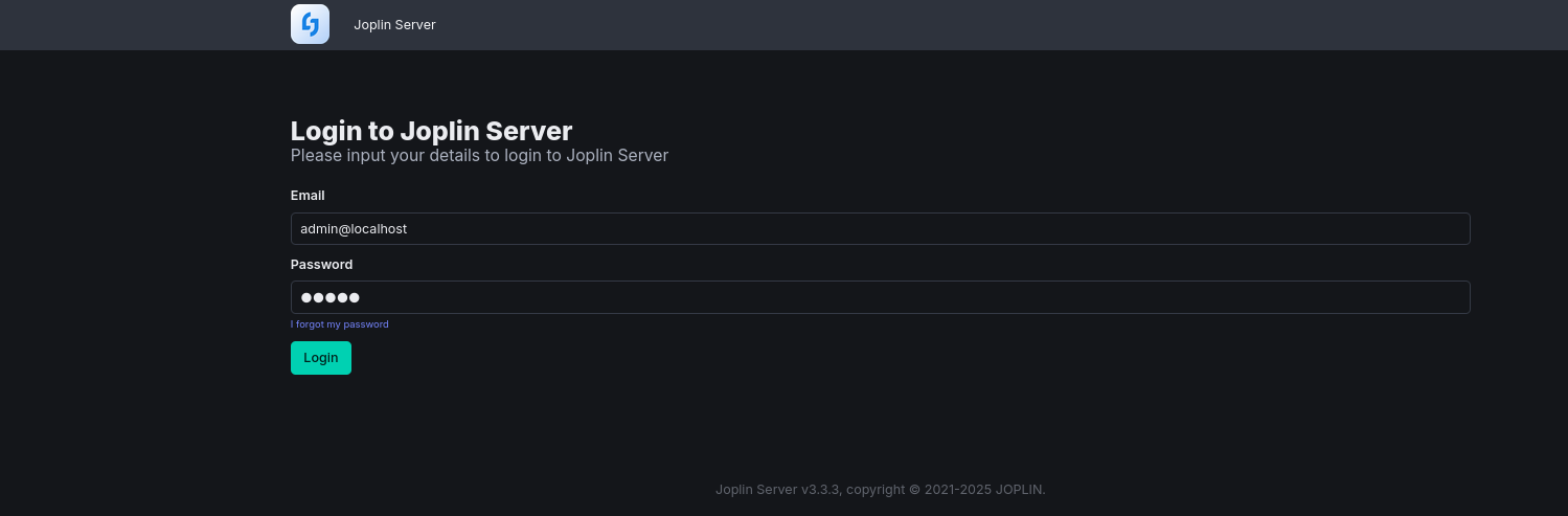 Joplin Login Page
