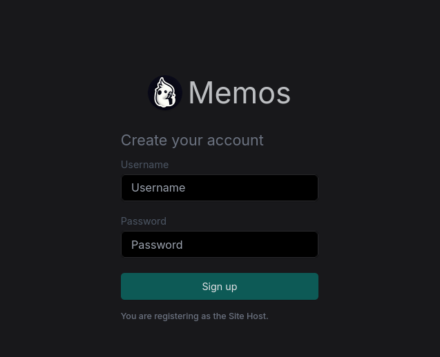 Memos Signup / First Login
