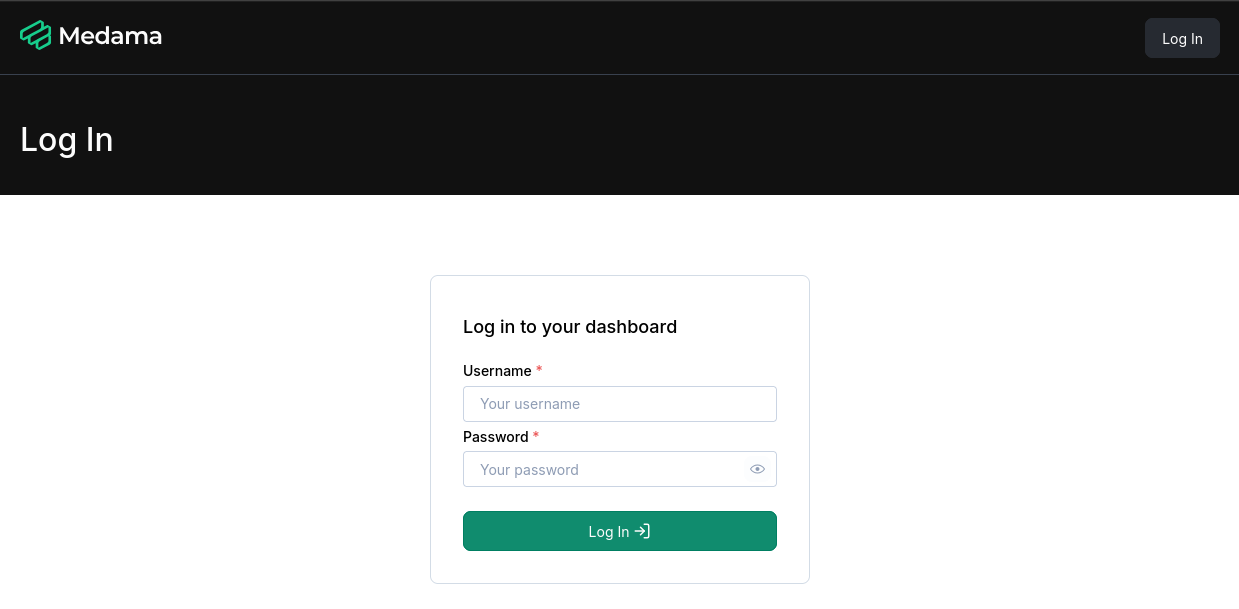 Medama Web Analytics Login UI