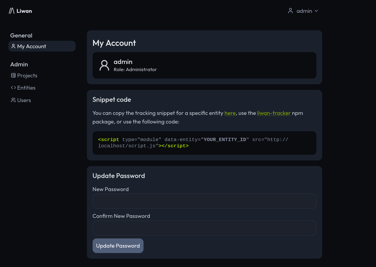 Liwan Admin Panel UI